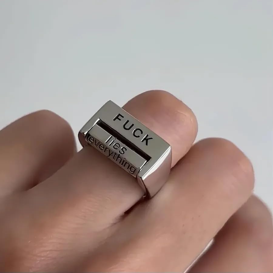 Lustiger drehbarer „Fuck“-Ring, verstellbarer „Fuck“-Angstring, kreativer drehbarer „Fuck“-Stimmungskontrollring, „Fuck You Me Fuck Everything“-Drehring, inspirierender Statement-Schmuck, Geschenke für Frauen und Männer