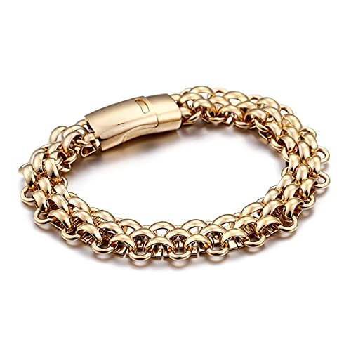 Stfery Herren Armband Kette, Retro-Einfachheit Männer Schmuck Gold als Geburtstagsgeschenke, 220x13mm