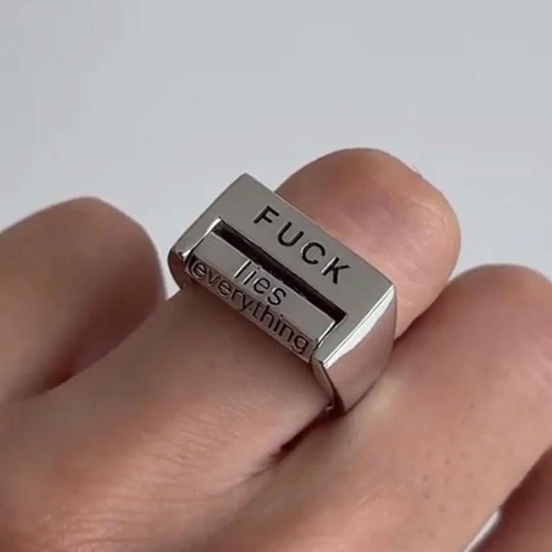 mivolu Funny Rotating 'f*ck' Ring, Creative Fu*k Rotatable Mood Control Ring, Adjustable Fuck You Ring, Funny Rotating 'f' Ring