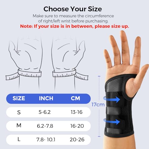 FREETOO Wrist Brace for Carpal Tunnel,[New Upgrade-Anatomically shaped] Adjustable Wrist Support Splint for Men and Women,Hand Brace for Pain Relief, Tendinitis,Arthritis,Right Hand,Medium