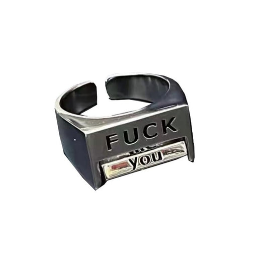 Funny Rotating 'Fuck' Ring, Adjustable Fuck Anxiety Ring, Creative Fuck Rotatable Mood Control Ring, Fuck You Me Fuck Everything Spinner Ring, Inspirational Statement Jewelry Gifts for Women Men