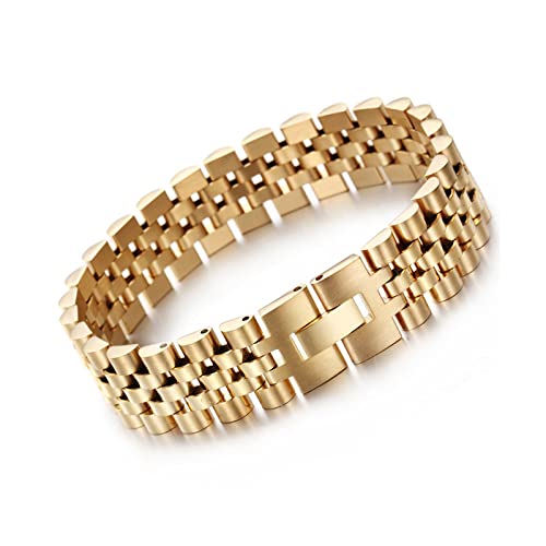 Ketten Armband Männer Edelstahl Armband Für Herren Uhrenarmband Kettenarmband 20.5cm Gold