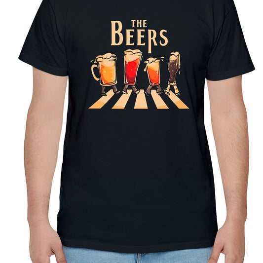 Men's Round Neck T-shirt, Fashionable Beer Print, Fashionable Short Sleeved Top, Suitable For Daily Wear In Summer