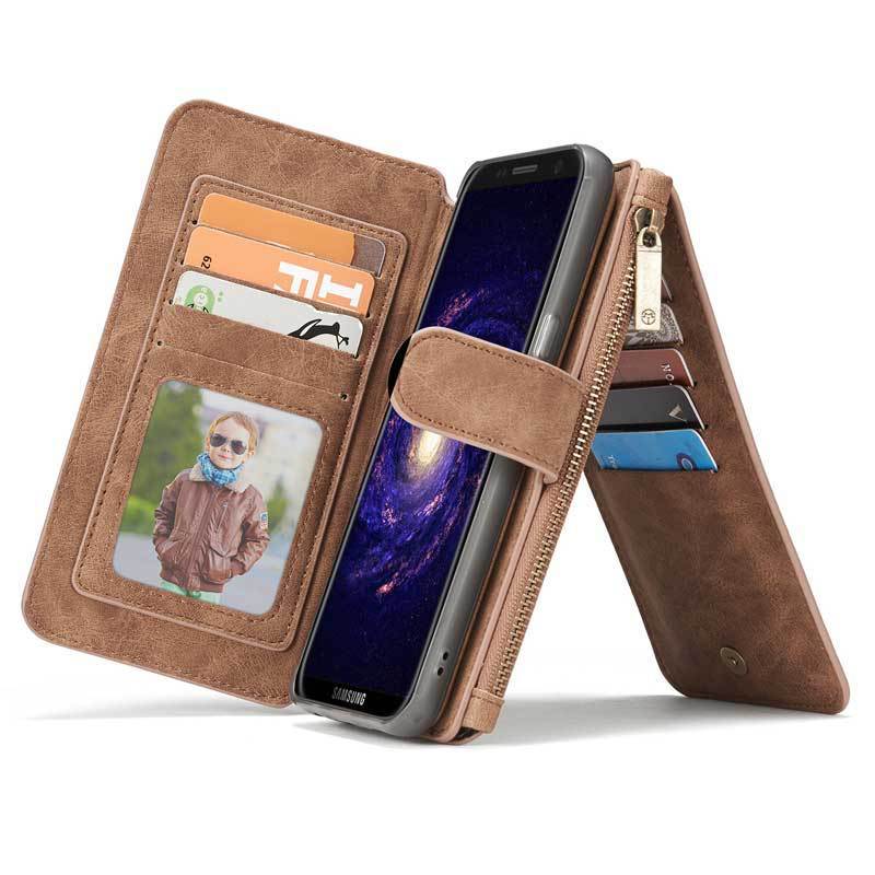 Zipper bag split multi-function Samsung S8 mobile phone case Vintage flip wallet card Samsung S8 plus leather case