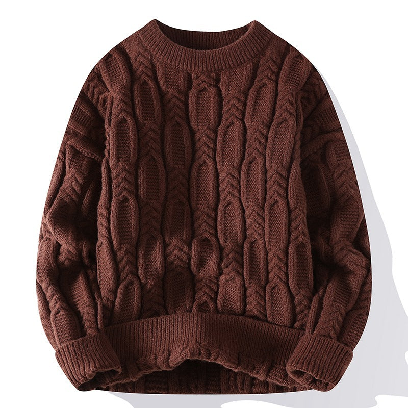 Men's Long-sleeved Round Neck Pullover Thick Needle Sweater