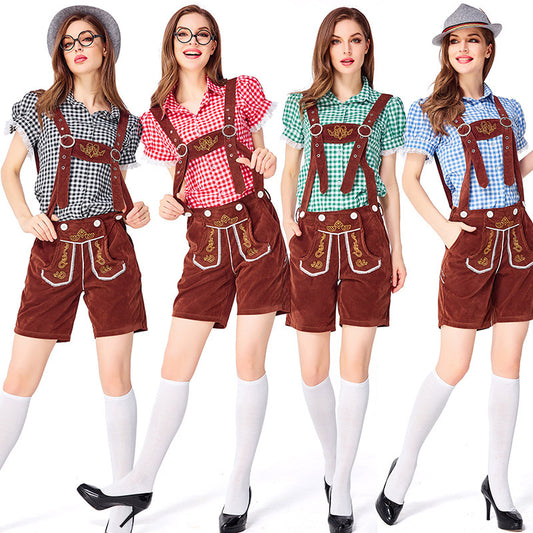 Deutsche traditionelle Bierfest Kleidung Plaid Overalls Anzug Frauen