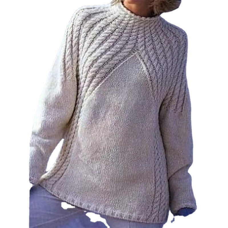 Women's Thick Hemp Flowers Loose Thick Sweater Loose And Warm Knitted Top