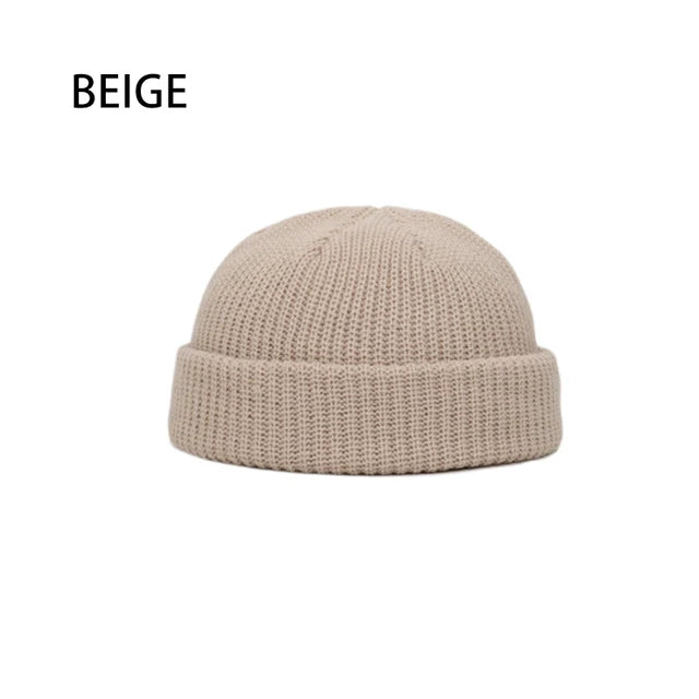 Unisex Solid Knitted Brimless Hat