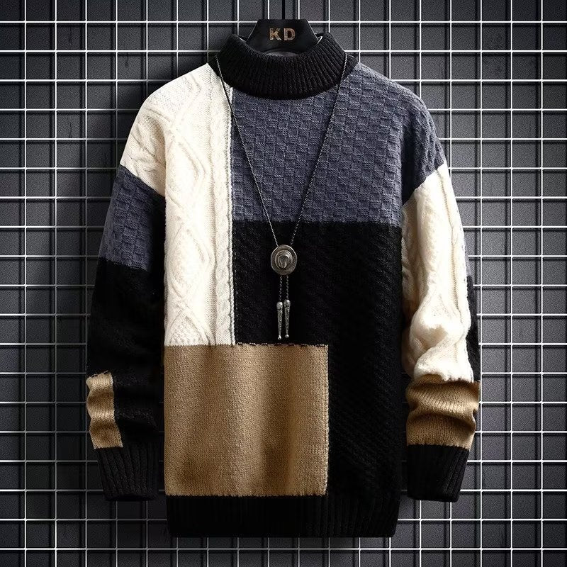 Men's Autumn And Winter Thickened Stitching Korean Style Trendy Sweater