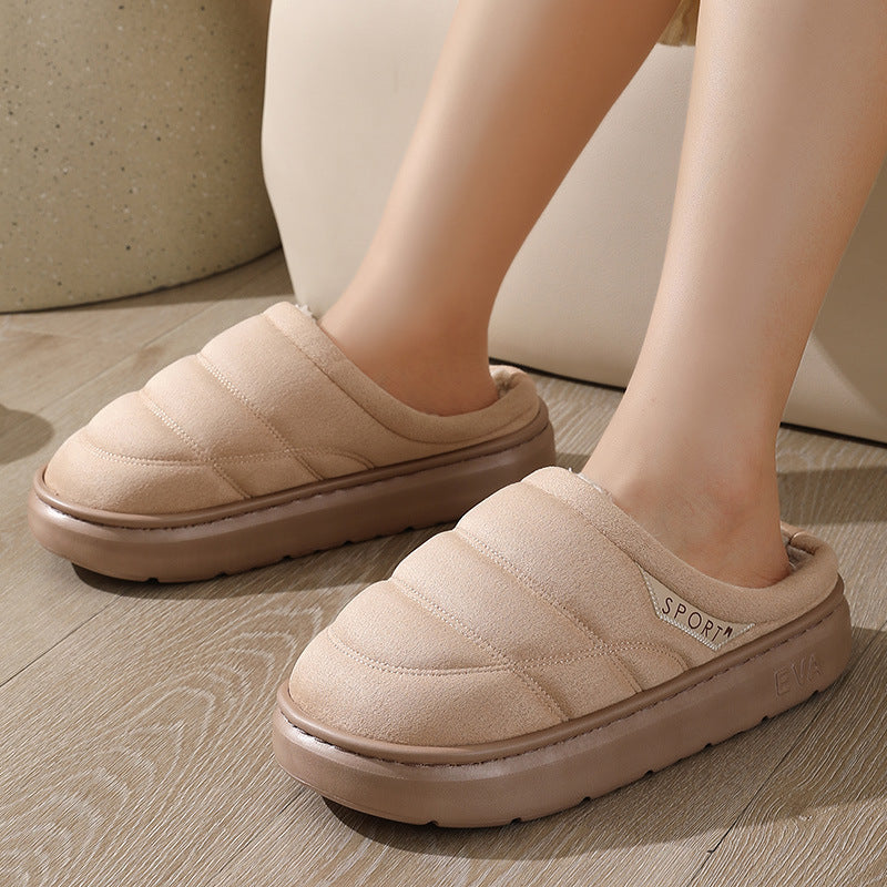 Fashion Solid Plüsch Slipper Winter Warm Indoor Boden Schlafzimmer Home Hausschuhe für Paar Dicken Sohlen Hausschuhe Frauen Männer