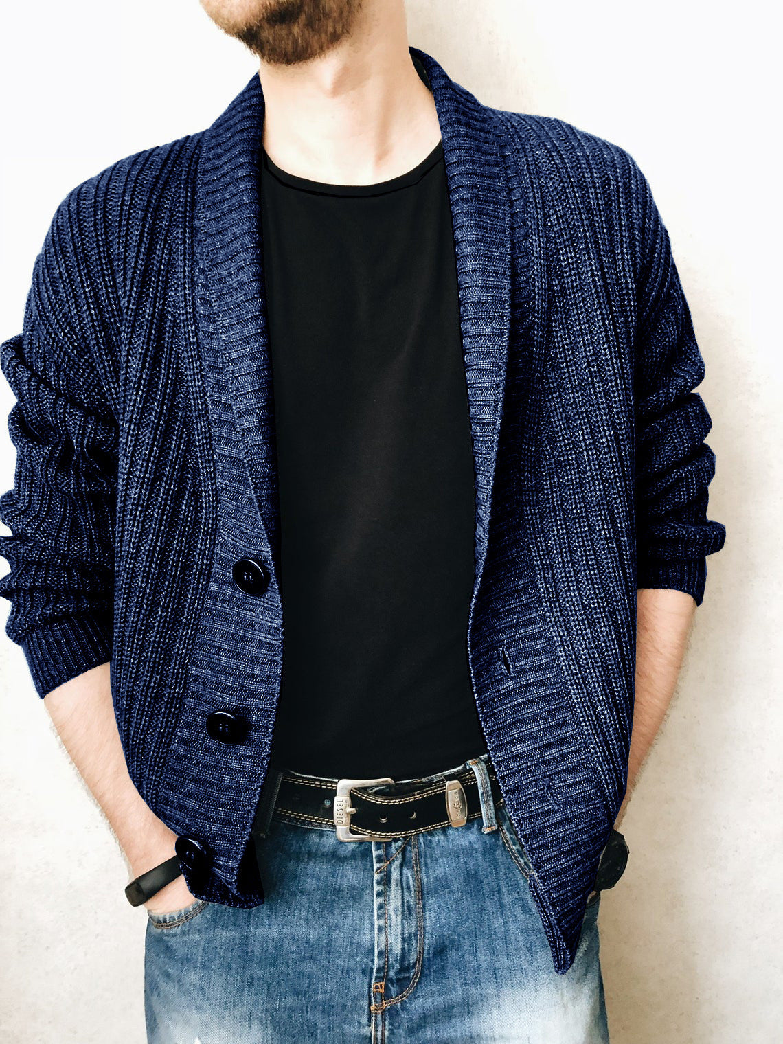 Men's Cardigan Sweater Long Sleeve Urban V-neck Men's Knitwear