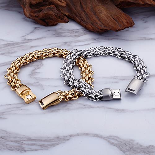 Stfery Herren Armband Kette, Retro-Einfachheit Männer Schmuck Gold als Geburtstagsgeschenke, 220x13mm