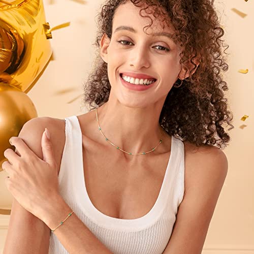 LOUISA SECRET Gold Armband Damen 925 Sterling Silber 14k Vergoldet Zirkonia Verstellbar Armkette Valentinstag Muttertag Geburtstags Weihnachts geschenke für Frauen Freundin mama