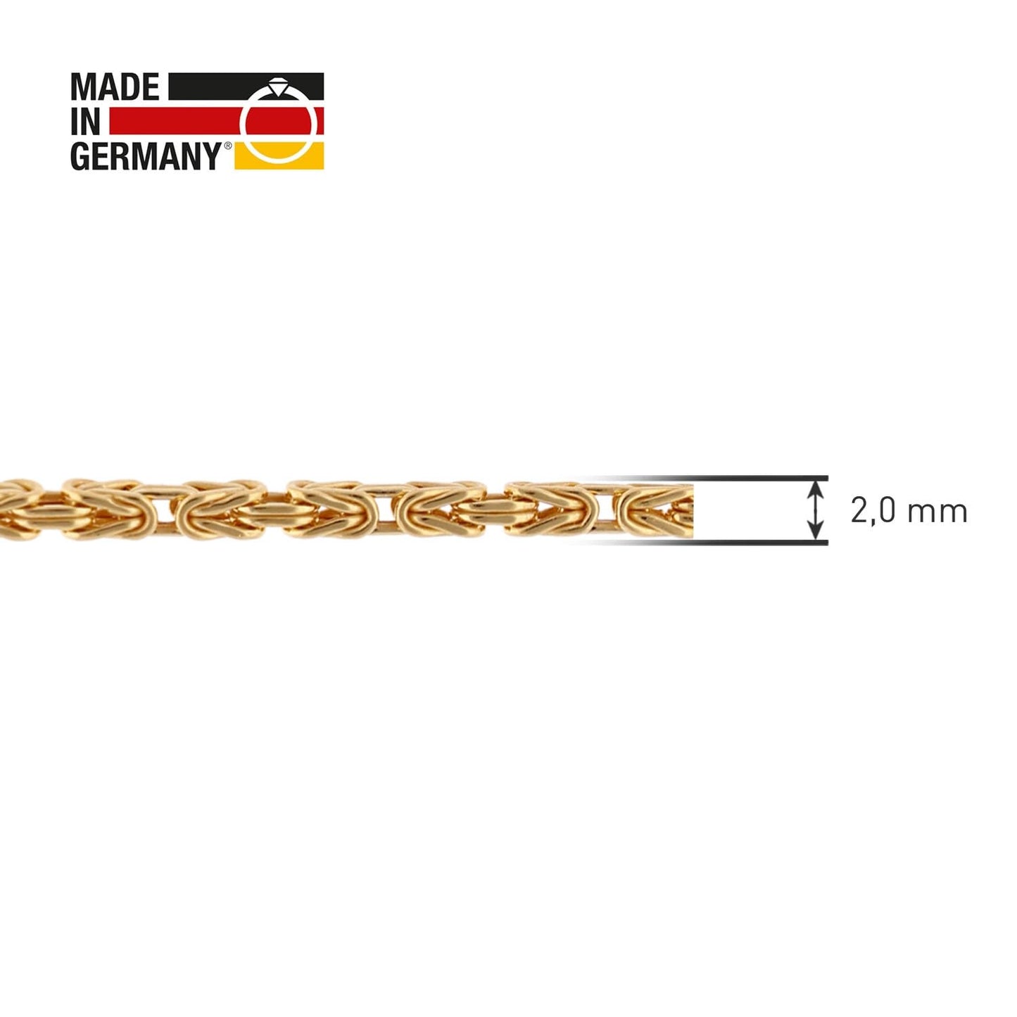 trendor Damen-Armband Königskette Gold 333/8K Breite 2,0 mm zauberhafter Armschmuck aus Echtgold für Frauen, zeitlose Geschenkidee, 15791-19 19 cm