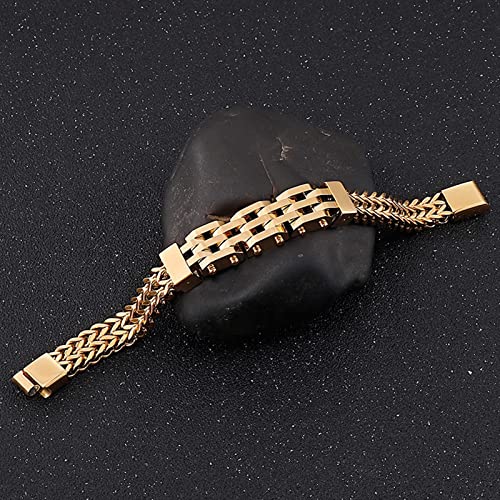 Gold Armband, Armreif Männer Gewebte Uhrenkette Dicke Kette Armband Edelstahl Schmuck Herren Witzige Geschenke für Männer