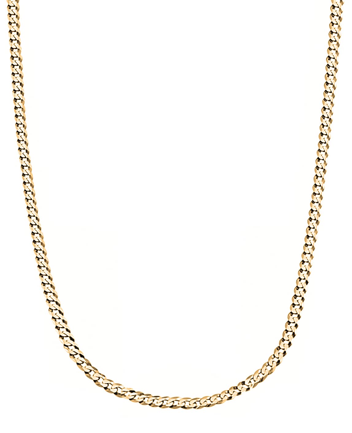 Savlano 14K Gold Plated 925 Sterling Silver 3mm Italian Solid Curb Cuban Link Chain Necklace For Men & Women - Made in Italy Comes With a Gift Box (24, 3mm)