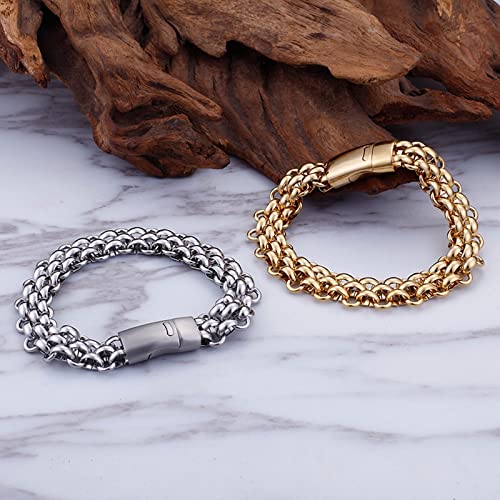 Stfery Herren Armband Kette, Retro-Einfachheit Männer Schmuck Gold als Geburtstagsgeschenke, 220x13mm