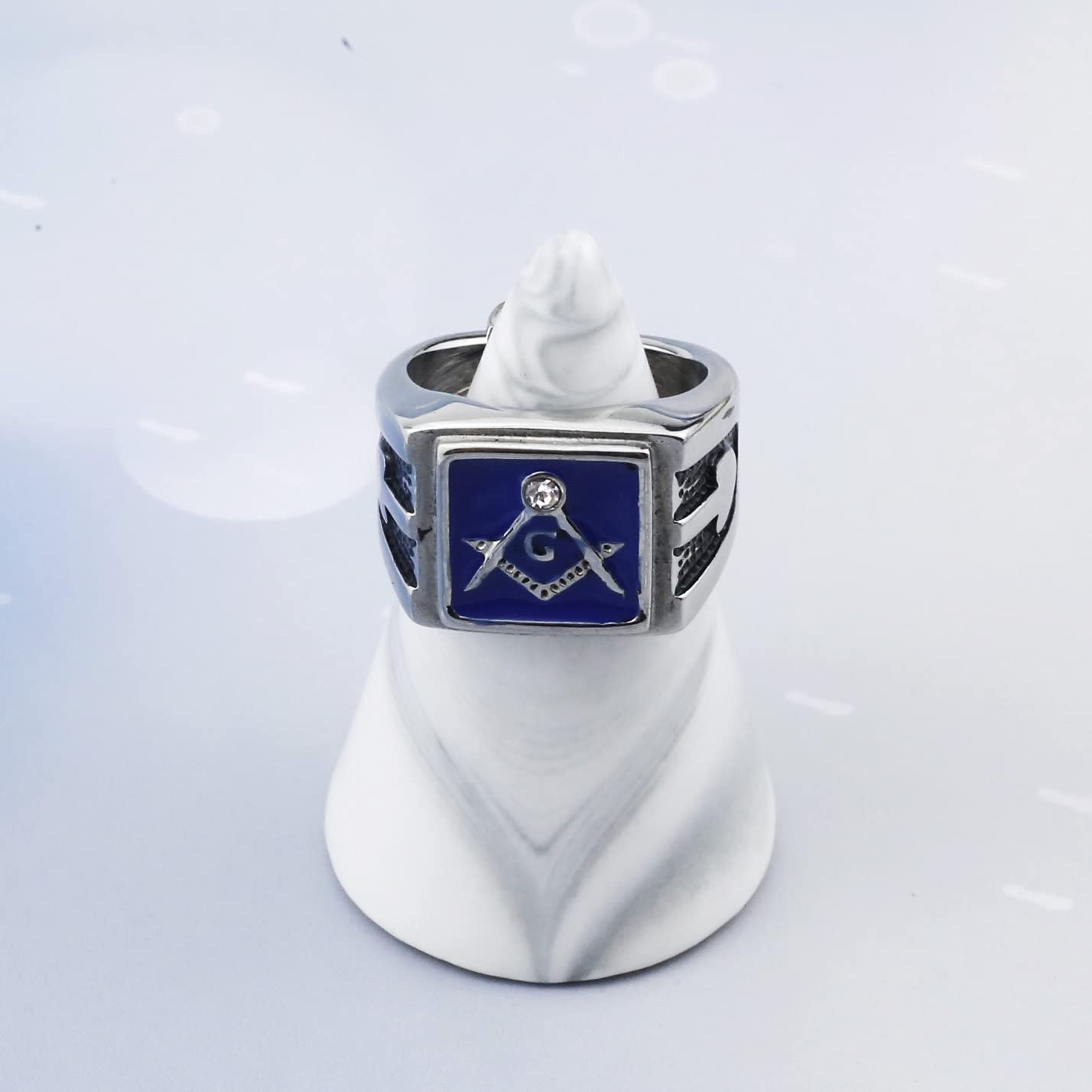 WKXZMTR Freemason Symbol Jewelry Masonic Ring for Men Punk Masonic Jewelry Freemason Fan Gifts Religious Amulet Ring Mason Jewelry (Freemason Rings S-7)