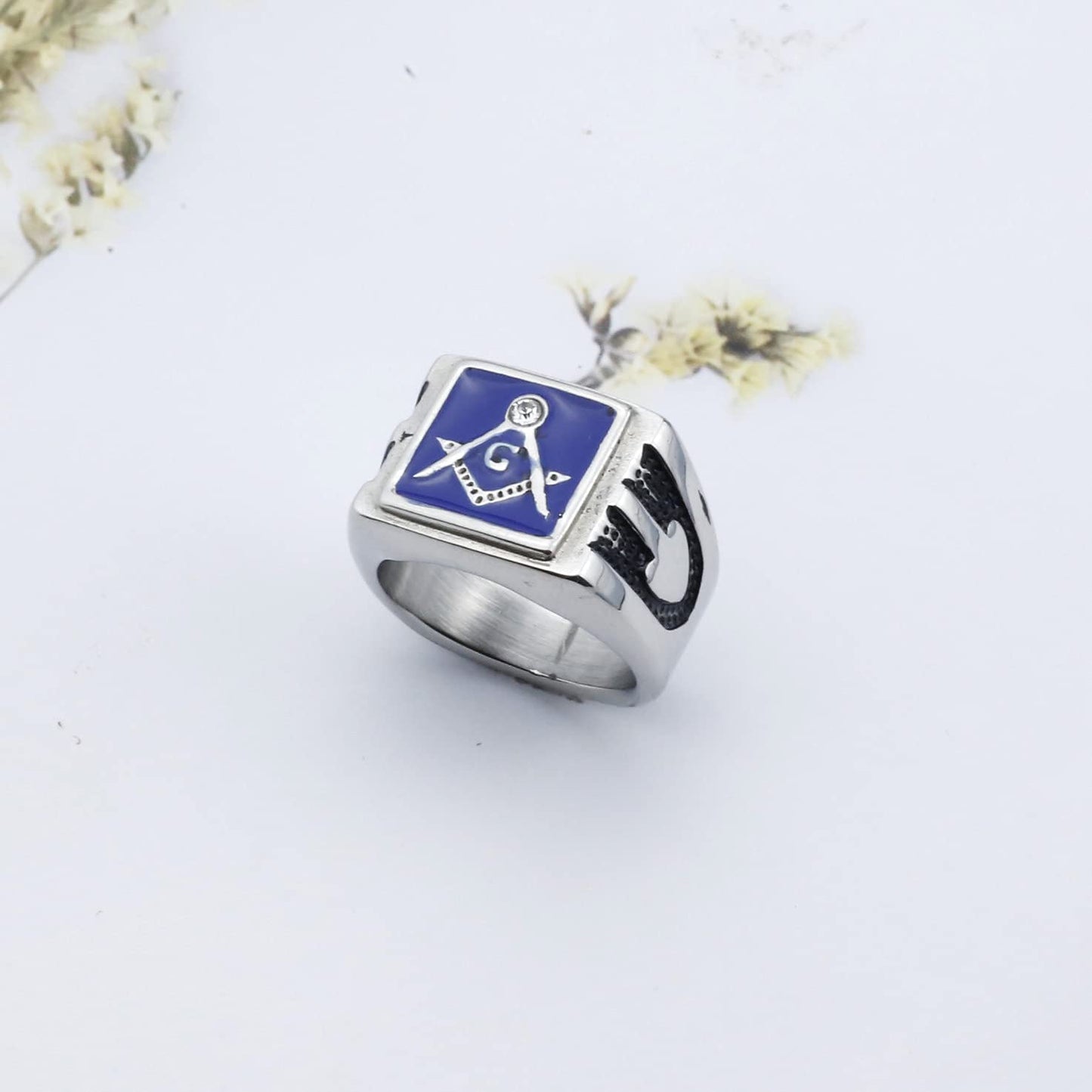 WKXZMTR Freemason Symbol Jewelry Masonic Ring for Men Punk Masonic Jewelry Freemason Fan Gifts Religious Amulet Ring Mason Jewelry (Freemason Rings S-7)