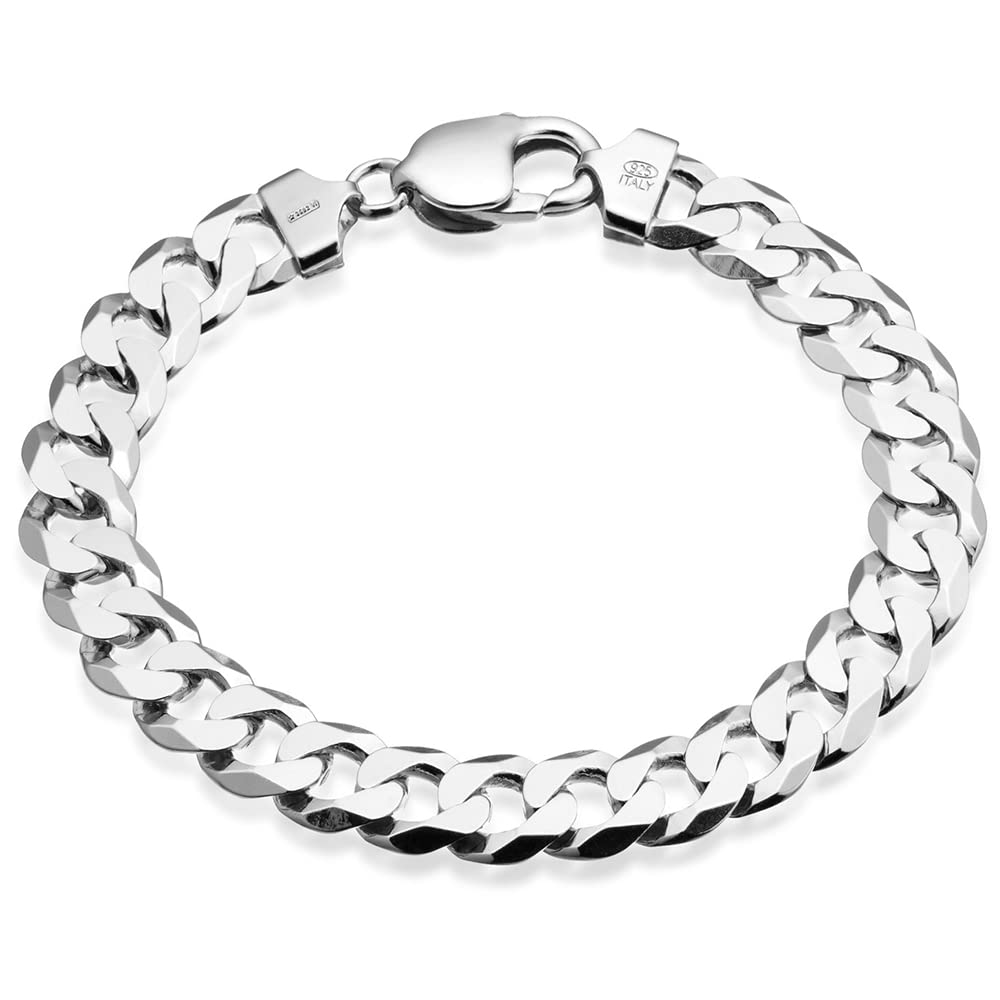 QUADRI - Elegante Armband aus Panzerkette (Cubana) - Breite 12mm - für Männer und Frauen aus 925er Echtsilber - Länge 19 cm - Silberkette Kette anlaufgeschützt - Zertifikat Made in Italy