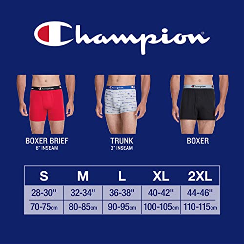 Champion Men's Boxer Briefs, Every Day Comfort Stretch Cotton Moisture-Wicking Underwear, Multi-Pack, Black-5 Pack, Large