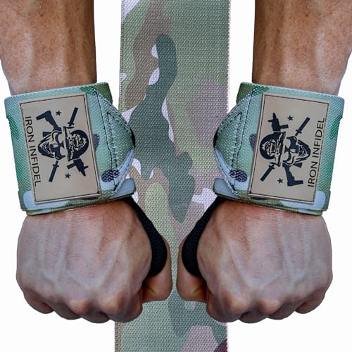 Iron Infidel Wrist Wraps for Weightlifting - 24" Heavy Duty Wrist Support for Working Out, Gym Accessories for Men - Use for Lifting, Crossfit, Fitness, Exercise, Bench Press, Powerlifting (OCP)