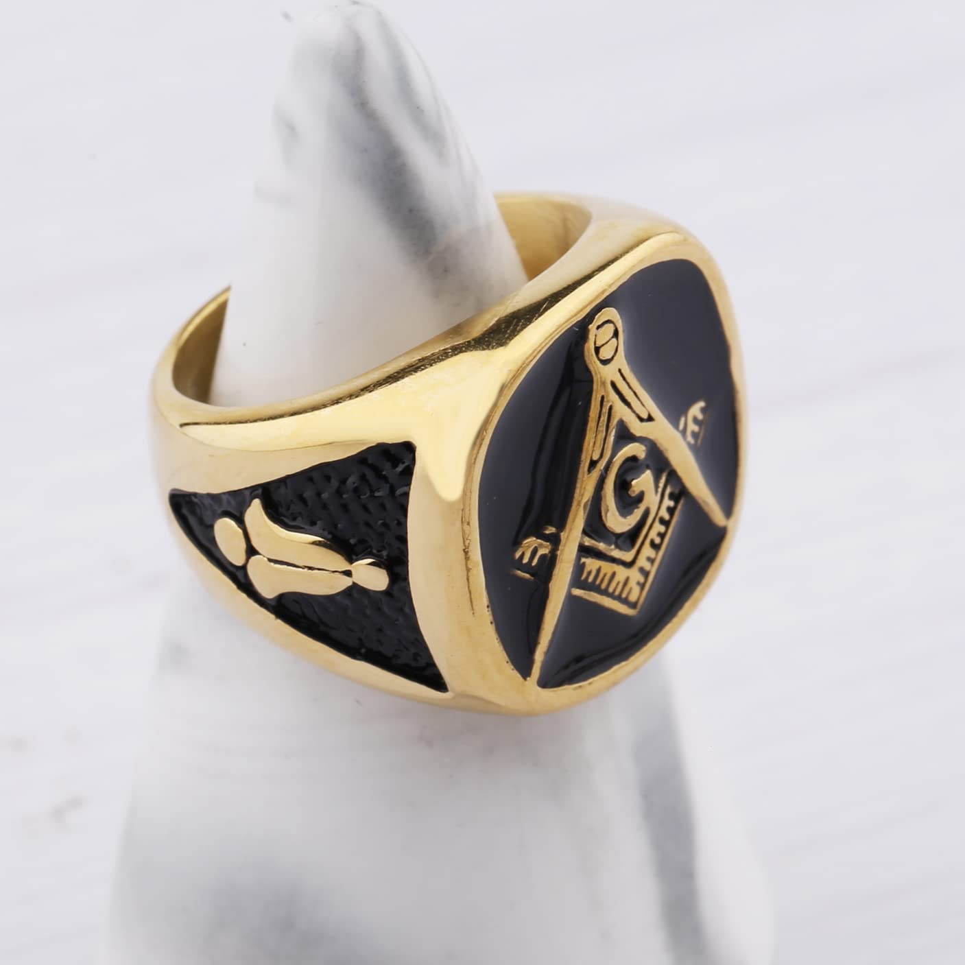 YLWJSP Freemason Gifts Masonic Biker Rings Masonic Master Mason Ring Freemason Signet Style Jewelry Mason Signet Band Jewelry (Masonic Rings G 12)