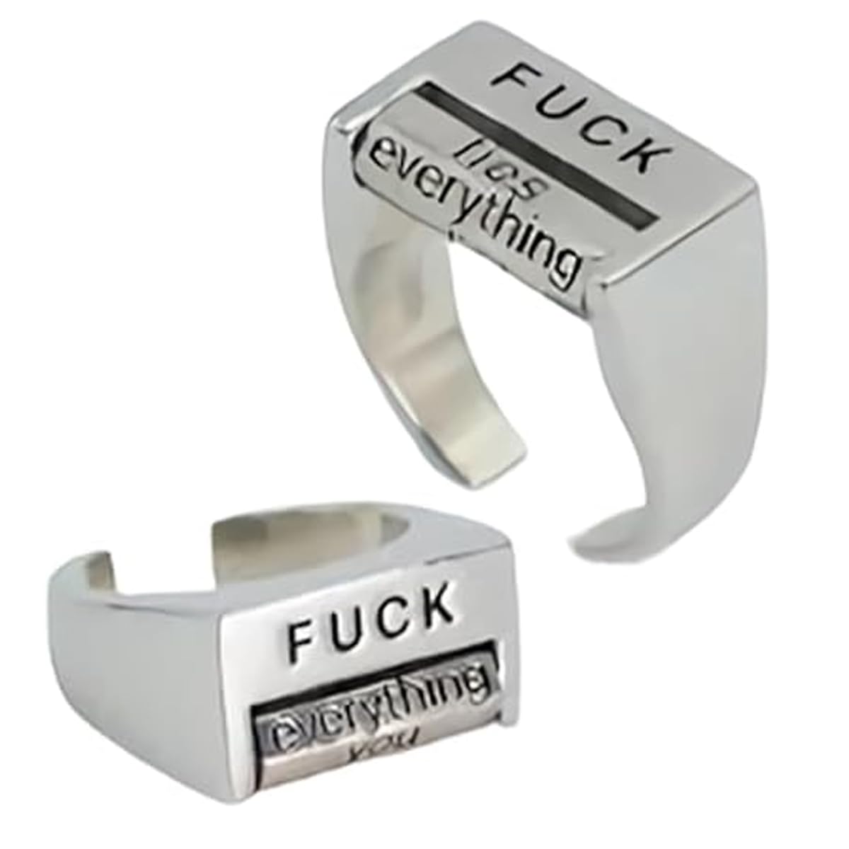 mivolu Funny Rotating 'f*ck' Ring, Creative Fu*k Rotatable Mood Control Ring, Adjustable Fuck You Ring, Funny Rotating 'f' Ring