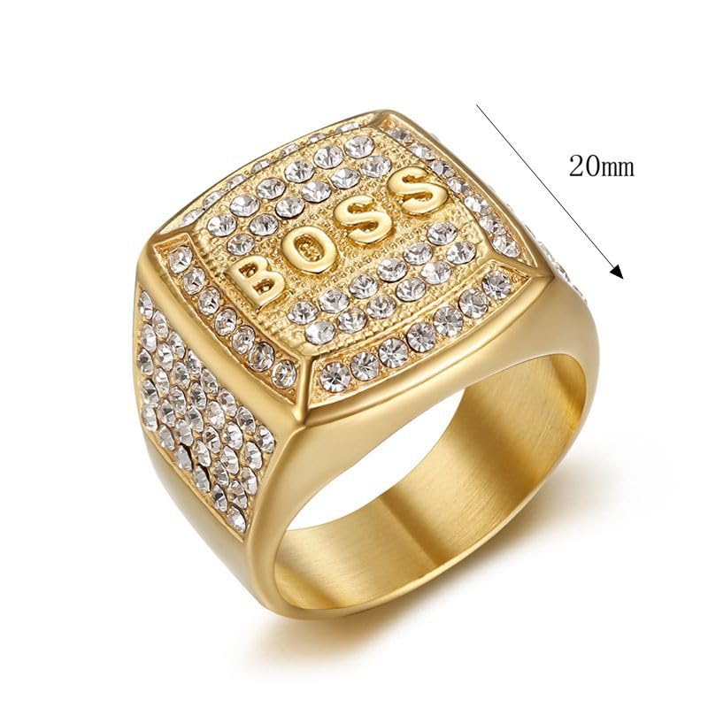 Fanshu Stainless Steel Titanium Luxury AAA Zircon with 18K Gold Plated Iced Out Hip Hop Boss Ring for Men Women Boyrfriends Birthday Party Gift Fashion Jewelry (11)