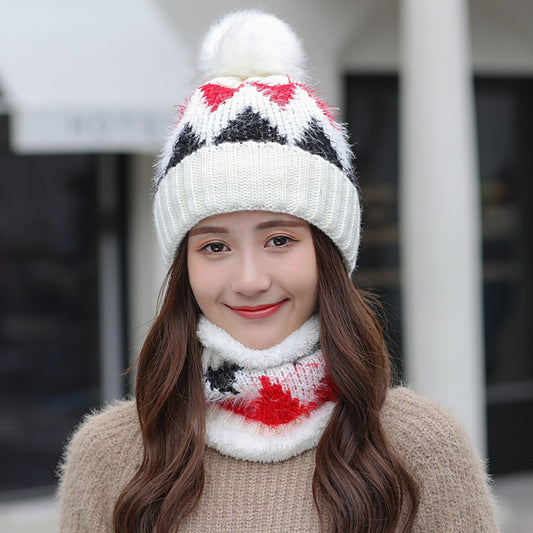 Ladies Fleece Knitted Hat Fashion Diamond