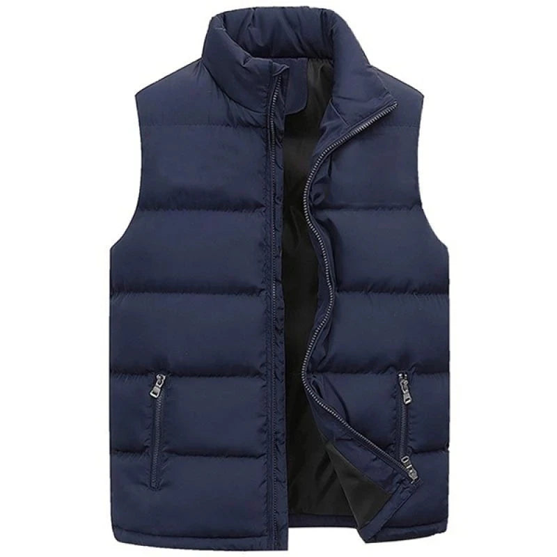 Mens Vest Jacket Warm Sleeveless Jackets Winter Waterproof Zipper Coat Autumn Stand-Up Collar Casual Waistcoat Brand Clothing