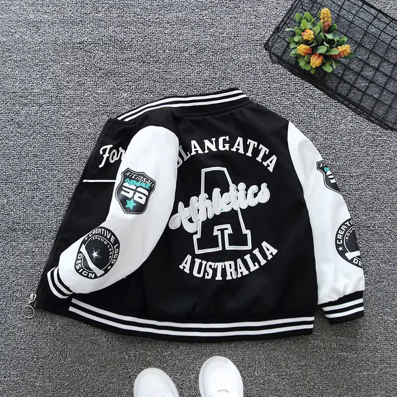 2024 Boys Girls Baseball Jackets Kids Print Letter Outerwear Teenager Fashion Spring Autumn Coat Casual Children Clothings 5-12Y