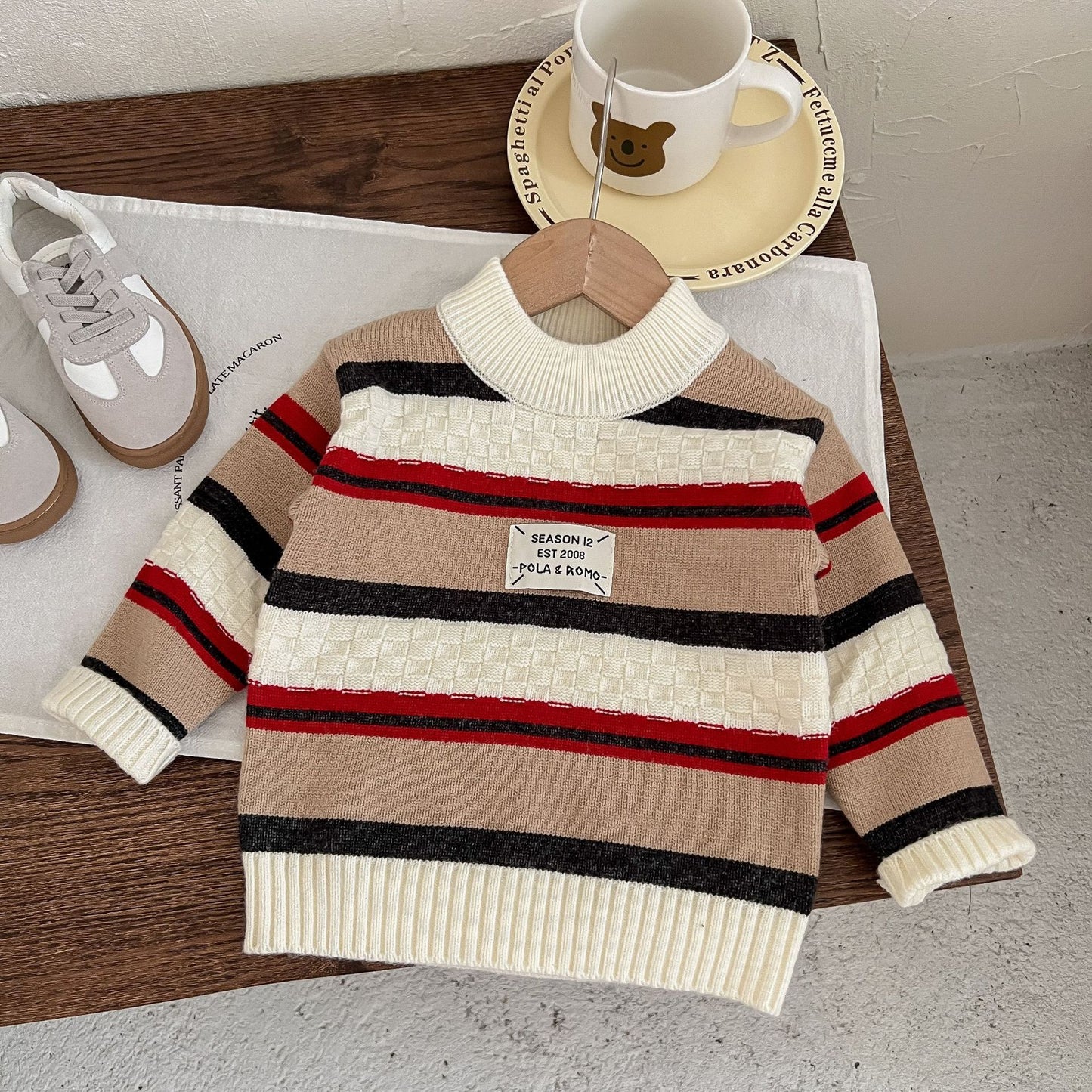 Boy's Pullover Color Stripes Sleeve Sweater