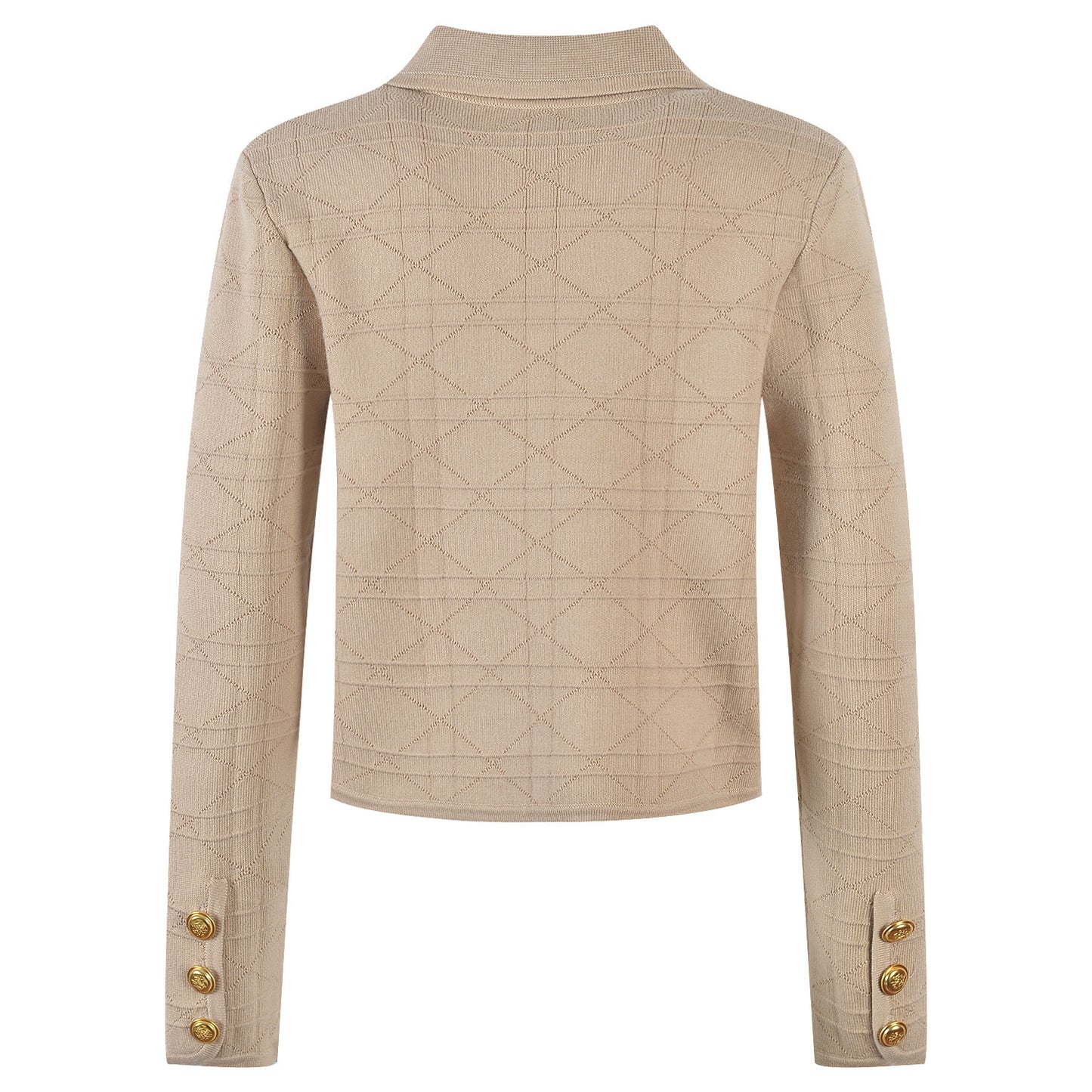 Temperament Commuting Embossed Gold Button Pocket Long-sleeved Sweater