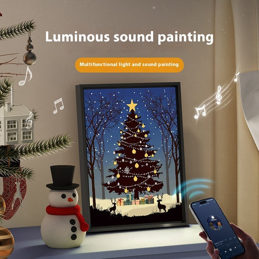 2024 neue Leucht Lautsprecher Weihnachten Baum Malerei Bluetooth Lautsprecher Desktop Ornament Geschenk Licht Und Schatten Kunst Beleuchtung