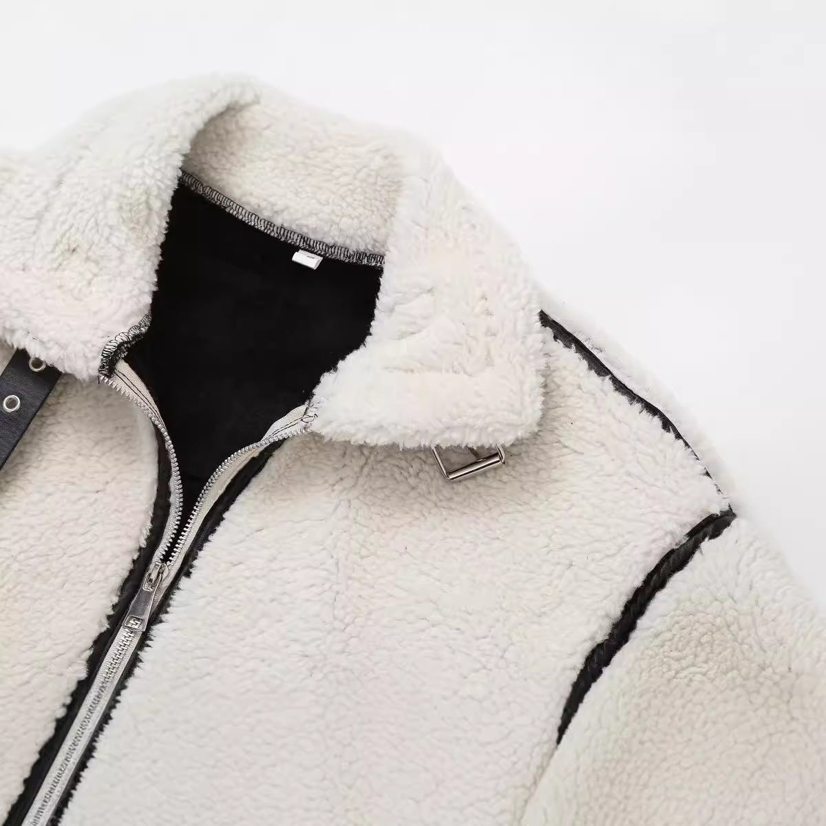 Women's Patchwork Lamb Fur Integrated Fun Design European And American Style Jacket Coat