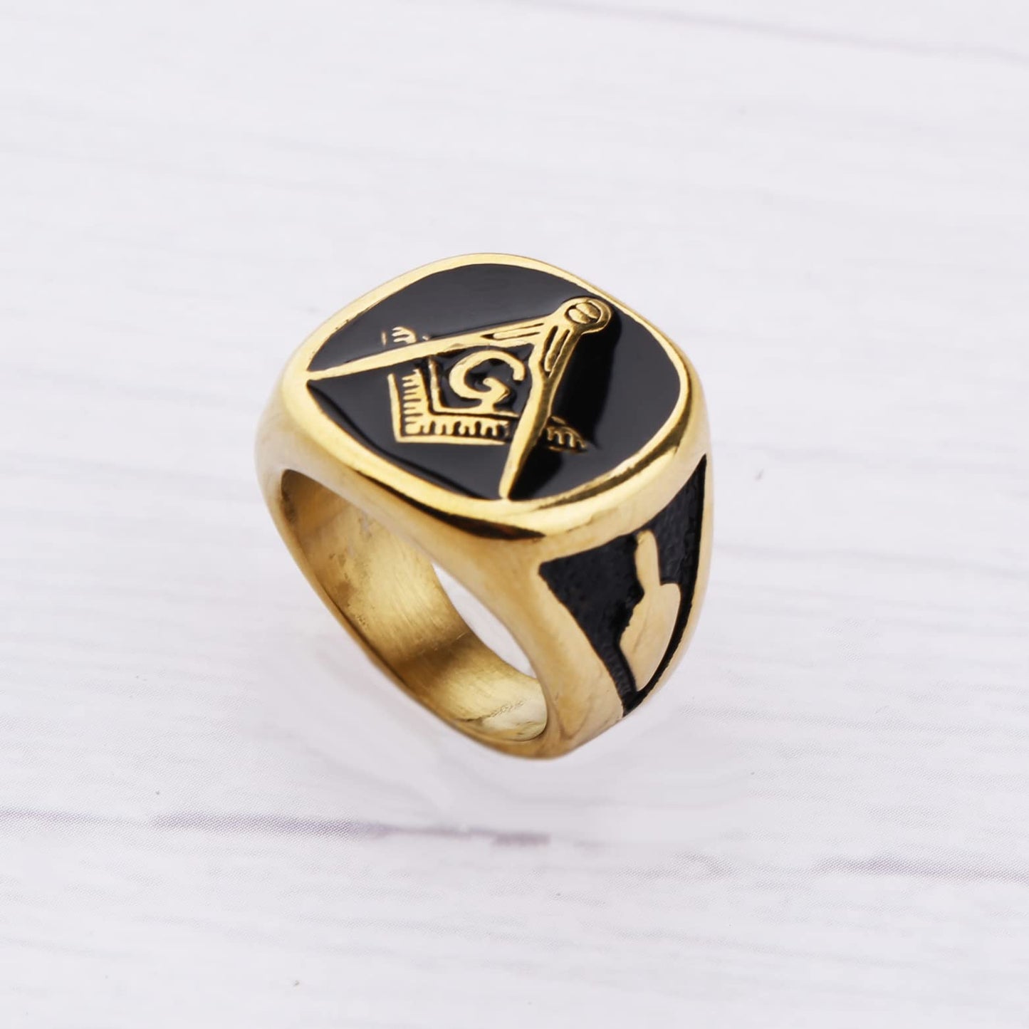 YLWJSP Freemason Gifts Masonic Biker Rings Masonic Master Mason Ring Freemason Signet Style Jewelry Mason Signet Band Jewelry (Masonic Rings G 12)