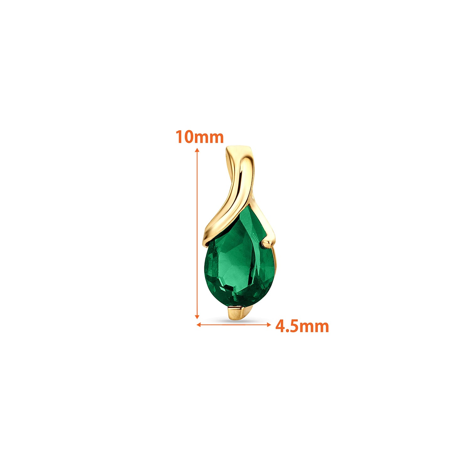 Orovi – Ohrringe Tropfenform aus 9 Karat Gelbgold (375) mit Smaragd (0,68 ct) – Gold Ohrstecker Damen mit Edelstein in edler Krappenfassung – Goldohrringe allergenfrei & handgemacht (10 x 4.5 mm)