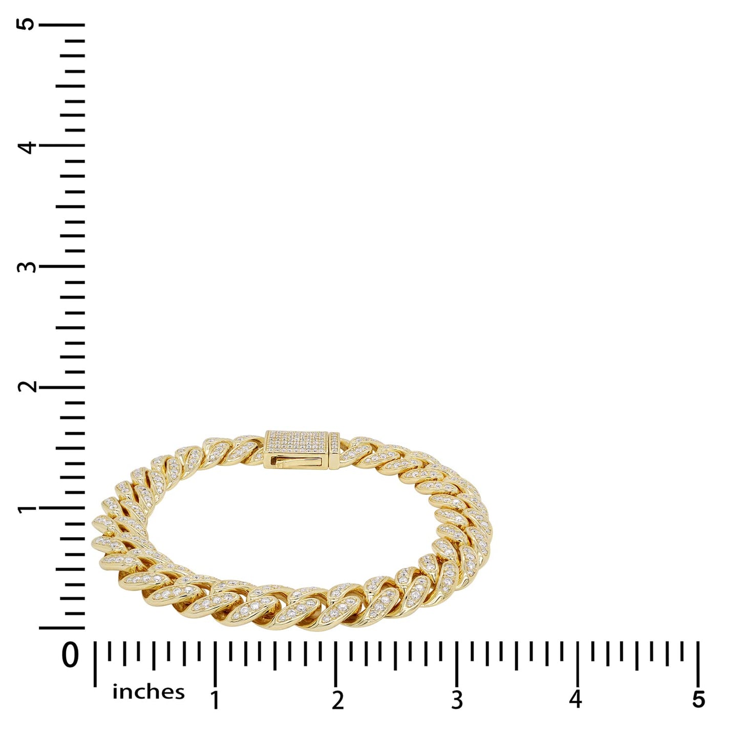 SAVEARTH DIAMONDS Round Lab Created Moissanite Diamond 10MM Width Cuban Chain Bracelet For Men In 14k Yellow Gold Over Sterling Silver (2.70 Ct) 7.5" Long