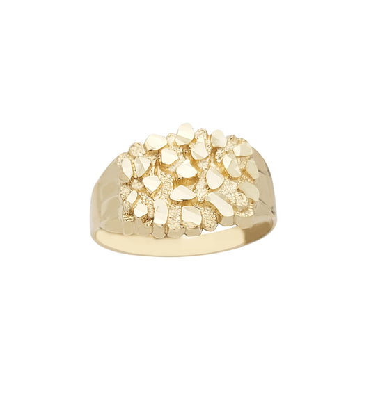 10k Gold Solid Nugget Ring Men's Gold Ring