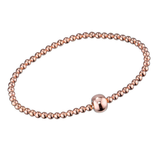 MATERIA Kugel Armband Damen Gold Rosegold Armkette 925 Silber vergoldet 17cm verstellbar mit Geschenk-Box SA-38