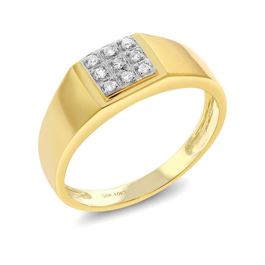 Gem Stone King Men's Solid 10k Yellow Gold Natural White Diamond Wedding Anniversary Ring (Available In Size 7,8,9,10,11,12,13)