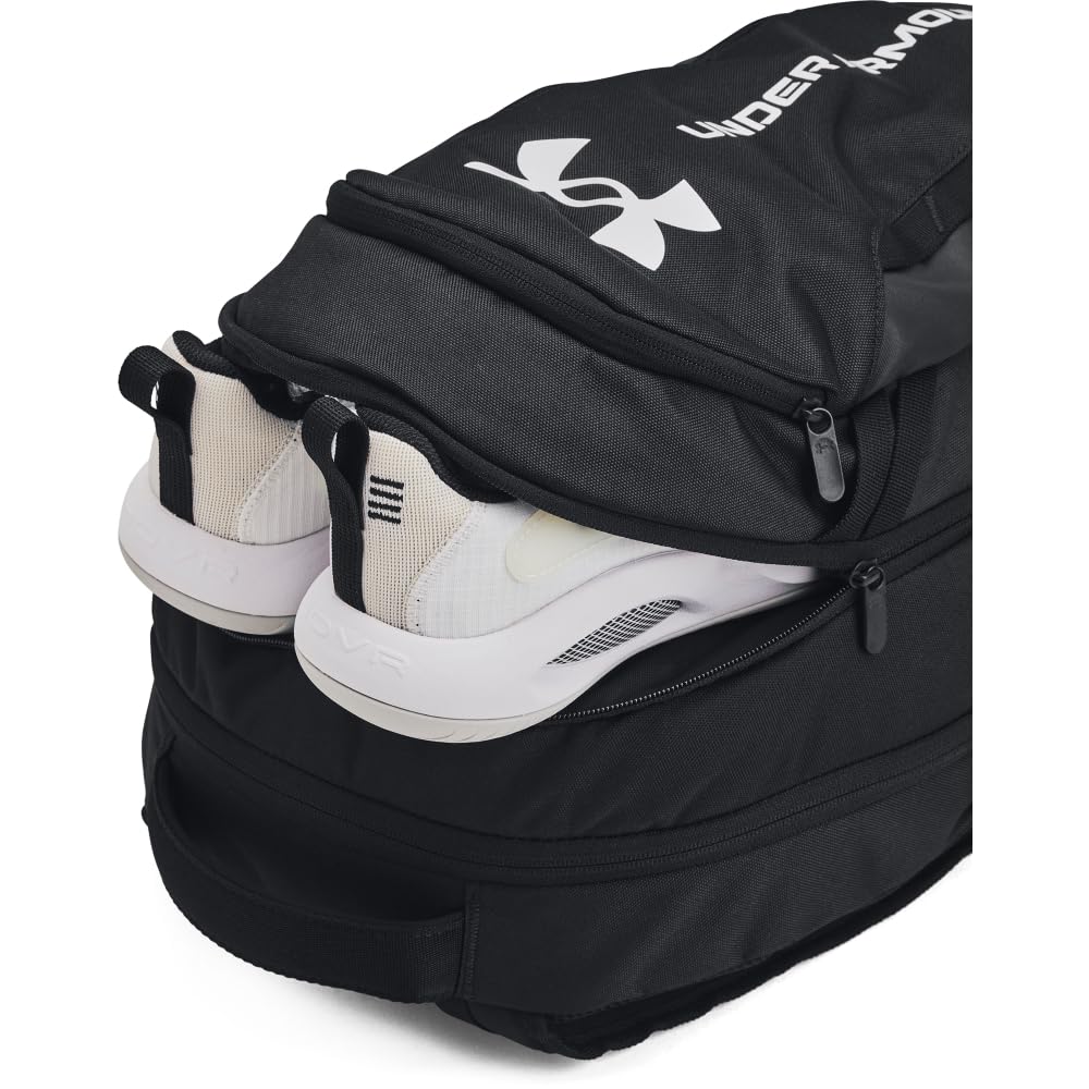 Under Armour Unisex-Adult Hustle 6.0 Backpack, (002) Black/Black/White, One Size Fits Most