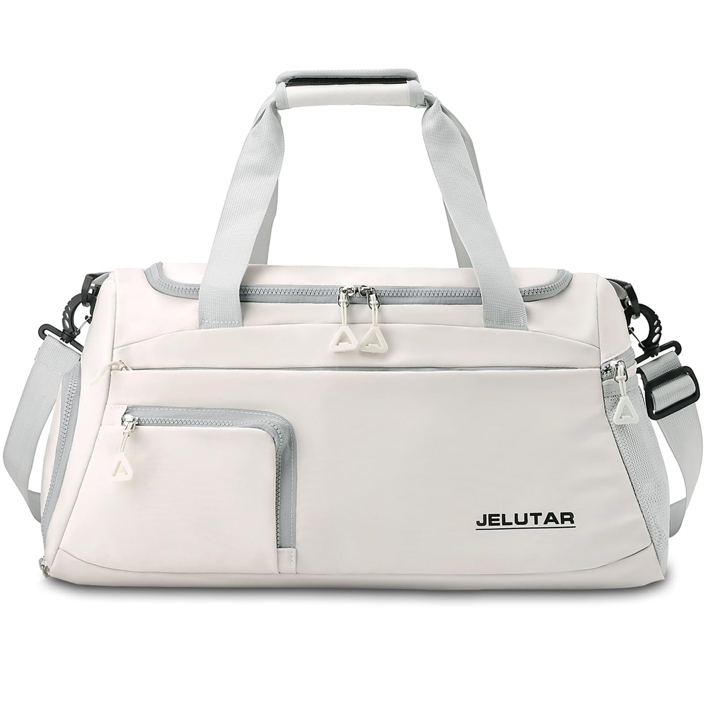 Sporttasche für Damen – JELUTAR, kleine Reisetasche zum Mitnehmen, Wochenendtasche für persönliche Gegenstände/Sportausrüstung mit Schuhfach und nassfester Tasche (Beige)