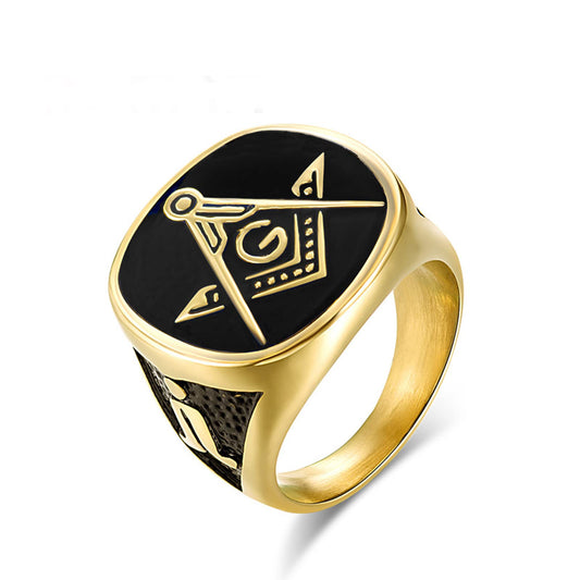 YLWJSP Freemason Gifts Masonic Biker Rings Masonic Master Mason Ring Freemason Signet Style Jewelry Mason Signet Band Jewelry (Masonic Rings G 12)