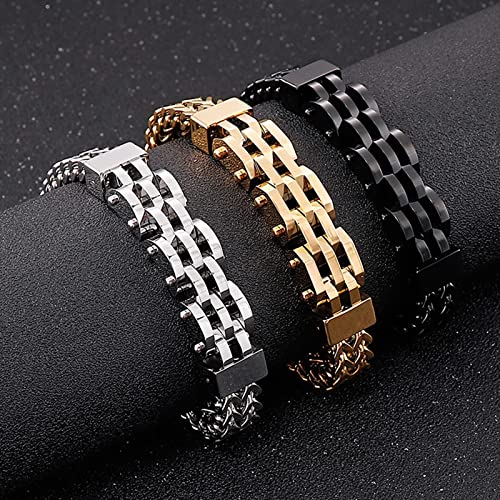 Gold Armband, Armreif Männer Gewebte Uhrenkette Dicke Kette Armband Edelstahl Schmuck Herren Witzige Geschenke für Männer