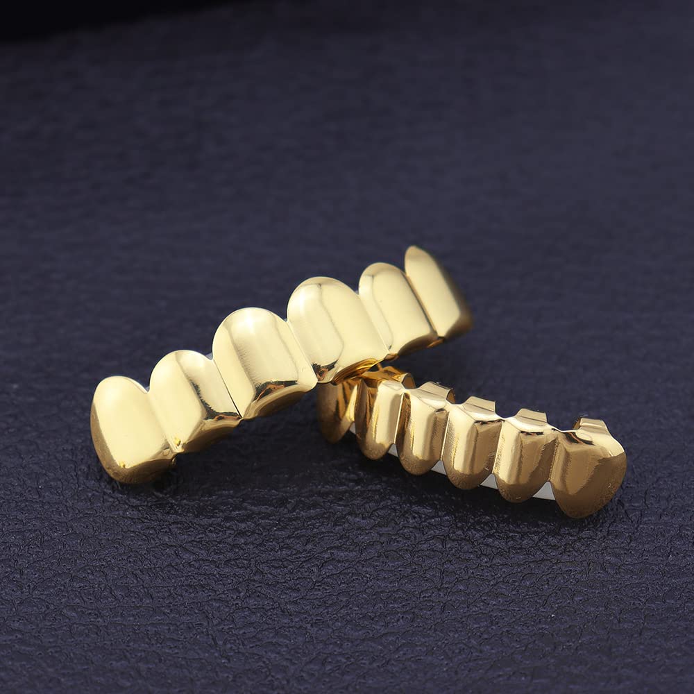 Hip Hop Silber Gold Grills, Hip Hop Zahnschmuck für Ihre Zähne Oben und Unten, Gold Silber Zähne für Männer Frauen, Punk mit Polierten Zähnen, Rapper Kostüm Zähne Schmuck