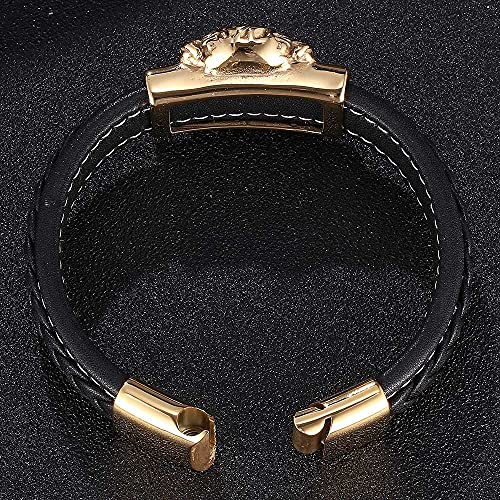 Men Leather Bracelet, Bracelet Men Chain Gold Seil Armbänder Herren Totenkopf Lederarmband Mit Magnetischer Schnalle Geschenke für Männer