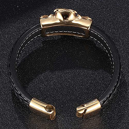 Herren-Lederarmband, Bracelet Men Chain Gold Man Bracelet Eule Lederarmband Herren Schmuck Romantische Geschenke für Männer