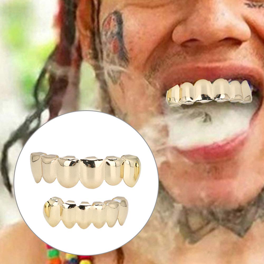 Hip Hop Silber Gold Grills, Hip Hop Zahnschmuck für Ihre Zähne Oben und Unten, Gold Silber Zähne für Männer Frauen, Punk mit Polierten Zähnen, Rapper Kostüm Zähne Schmuck